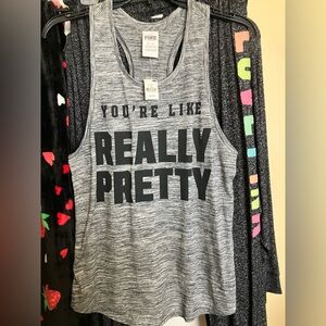 🍒VS Pink Y2K vintage rare You’re Like Really Pretty racerback tank top sz XS NWT